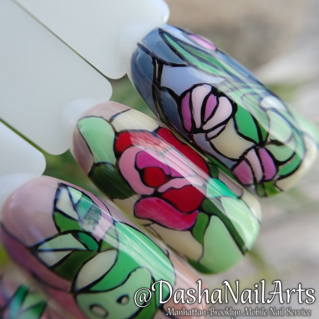 Stained-glass window nail art
