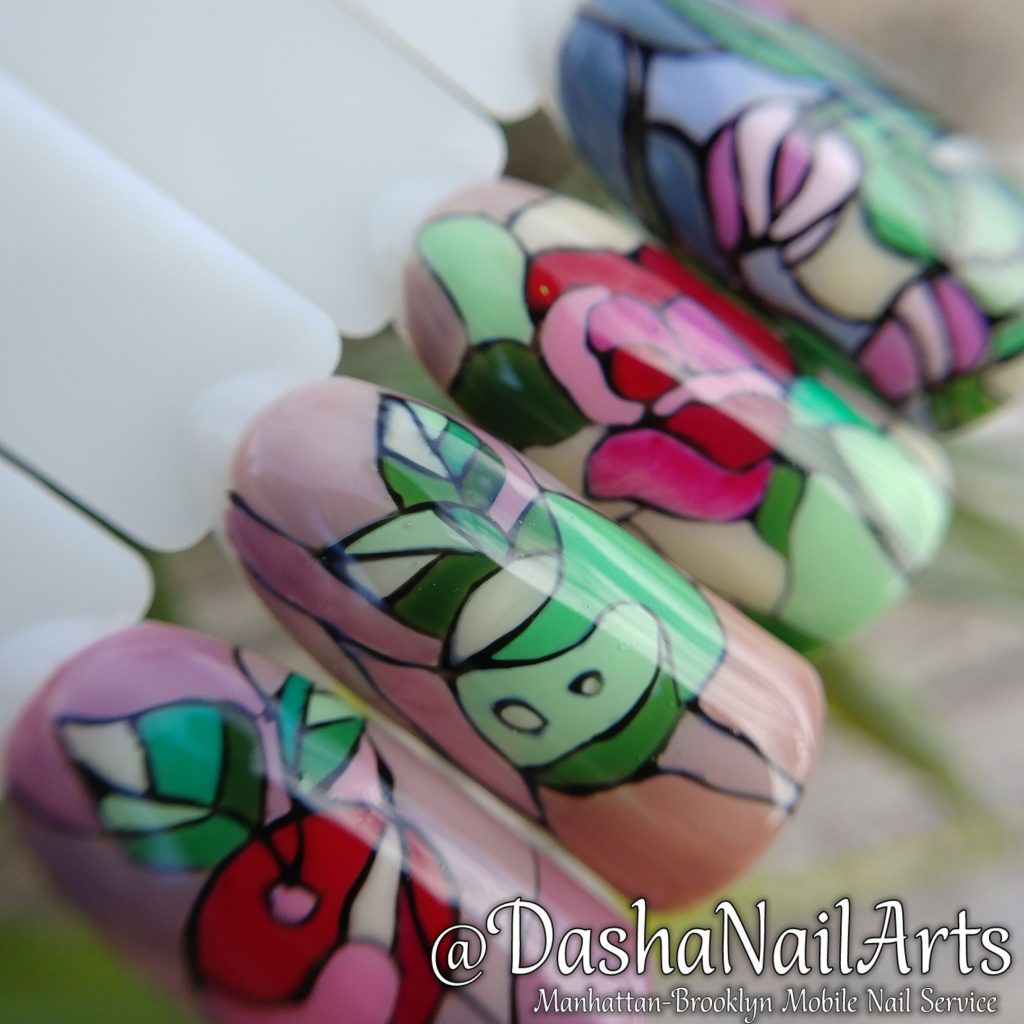 Stained-glass window nail designs