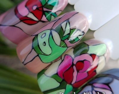 Stained-glass window style nail art