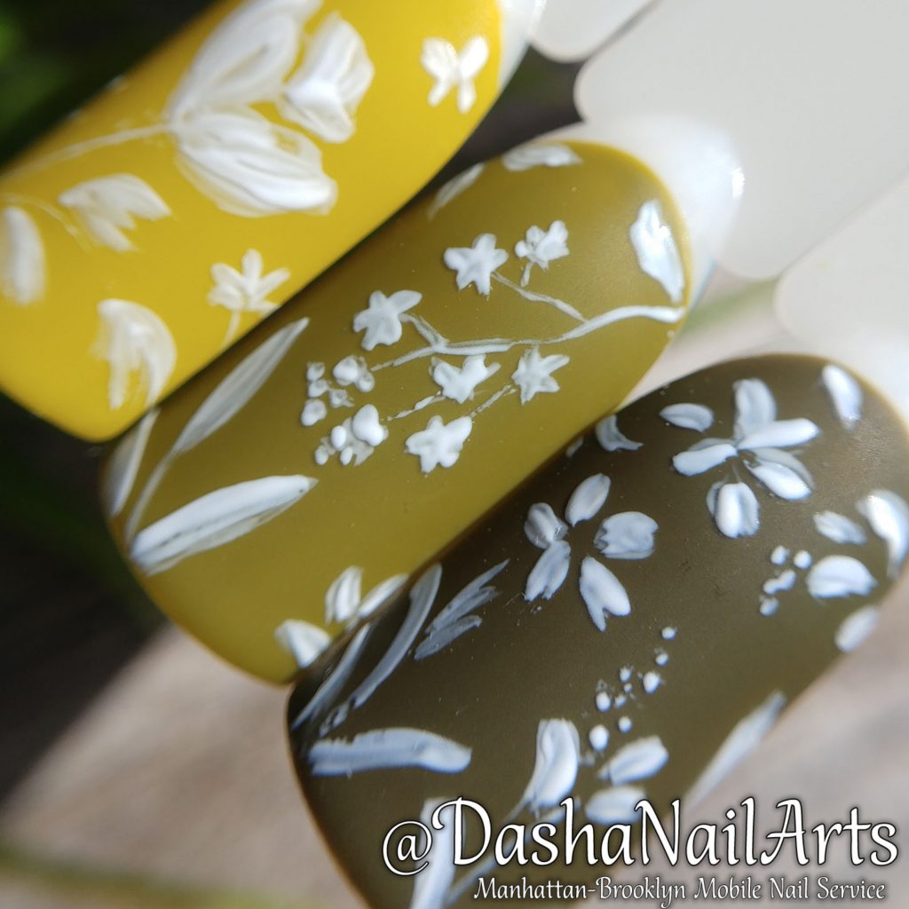Pistachio floral pattern nail art