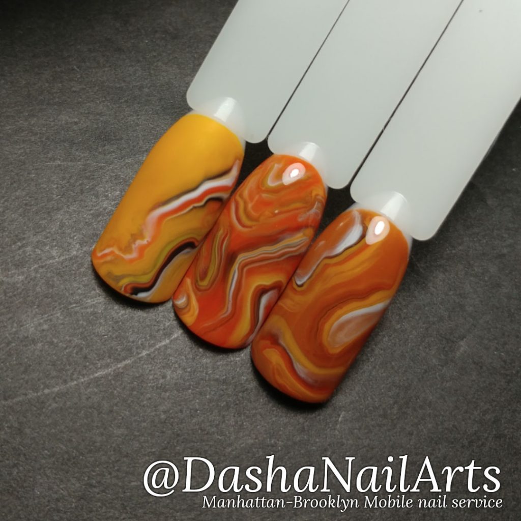 Orange marble nails